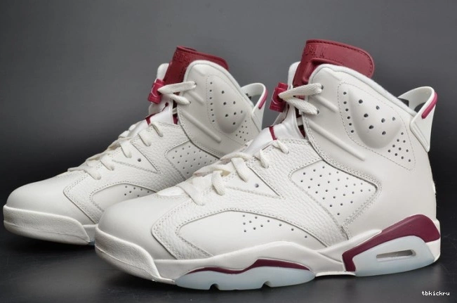 Cheap TBkick Air 6 Jordan 384664-116 white Maroon Retro 0724